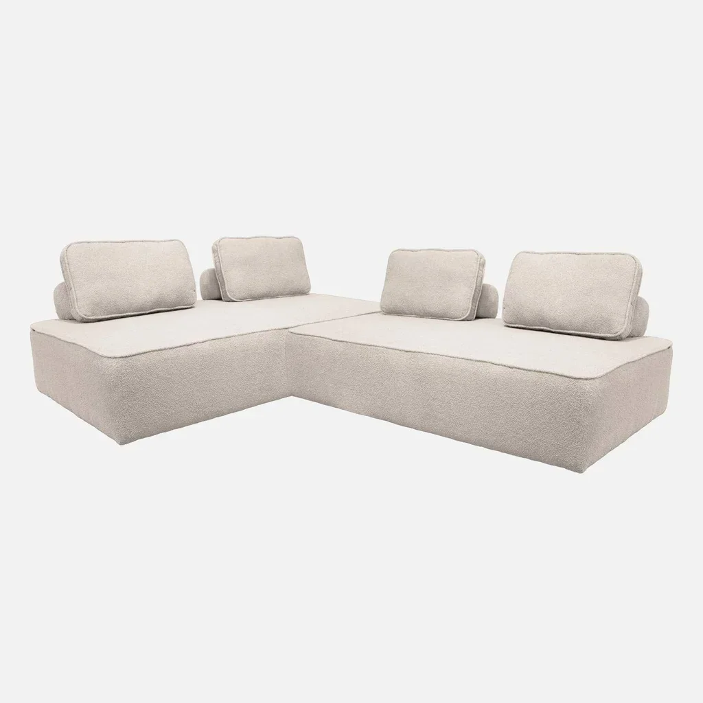 Module chauffeuse 2 places bouclette vintage Bao - Lot de 2 chauffeuses modulaires pour salon