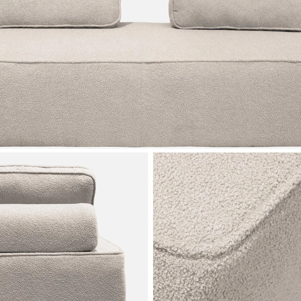 Module chauffeuse 2 places bouclette vintage Bao - Lot de 2 chauffeuses modulaires pour salon