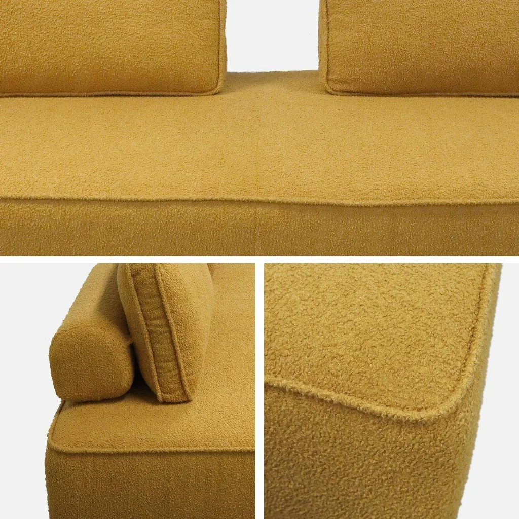 Module chauffeuse 2 places bouclette canapé composable - Lot de 2