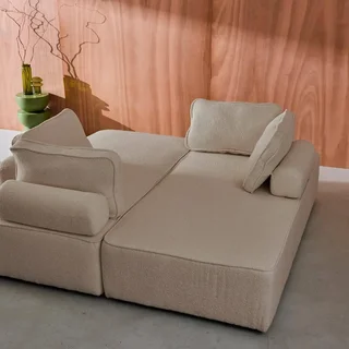Module chauffeuse 2 places bouclette vintage Bao - Lot de 2 chauffeuses modulaires pour salon