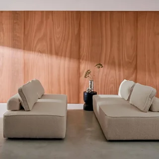 Module chauffeuse 2 places bouclette vintage Bao - Lot de 2 chauffeuses modulaires pour salon