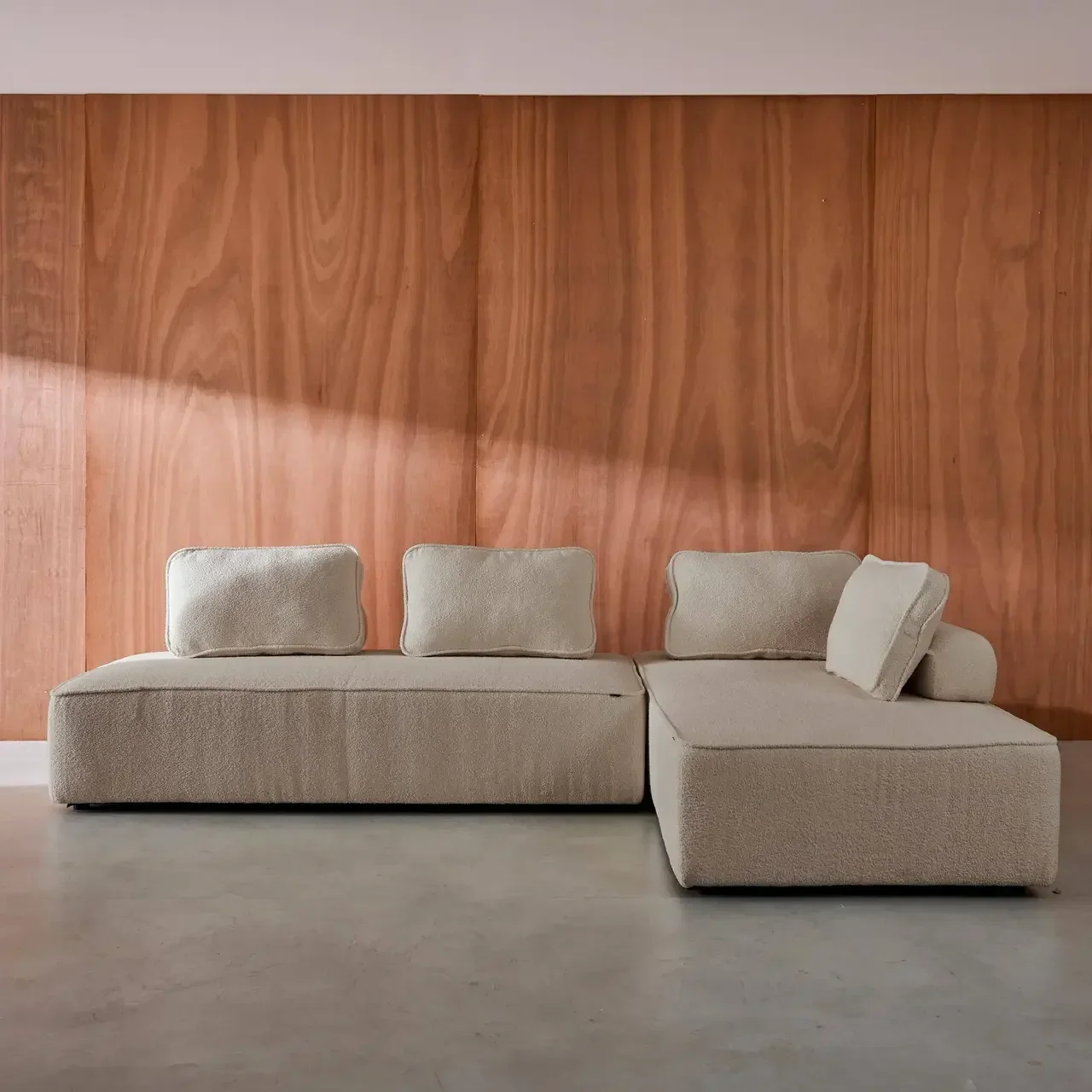 Module chauffeuse 2 places bouclette vintage Bao - Lot de 2 chauffeuses modulaires pour salon
