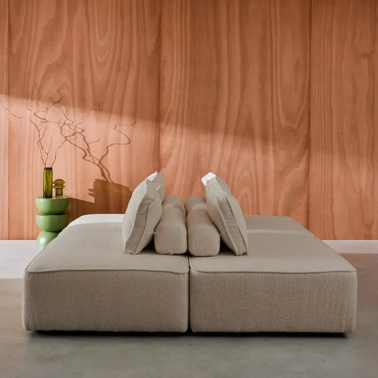 Module chauffeuse 2 places bouclette vintage Bao - Lot de 2 chauffeuses modulaires pour salon