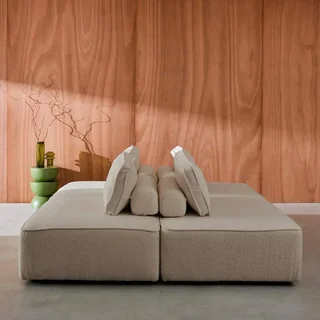 Module chauffeuse 2 places bouclette vintage Bao - Lot de 2 chauffeuses modulaires pour salon