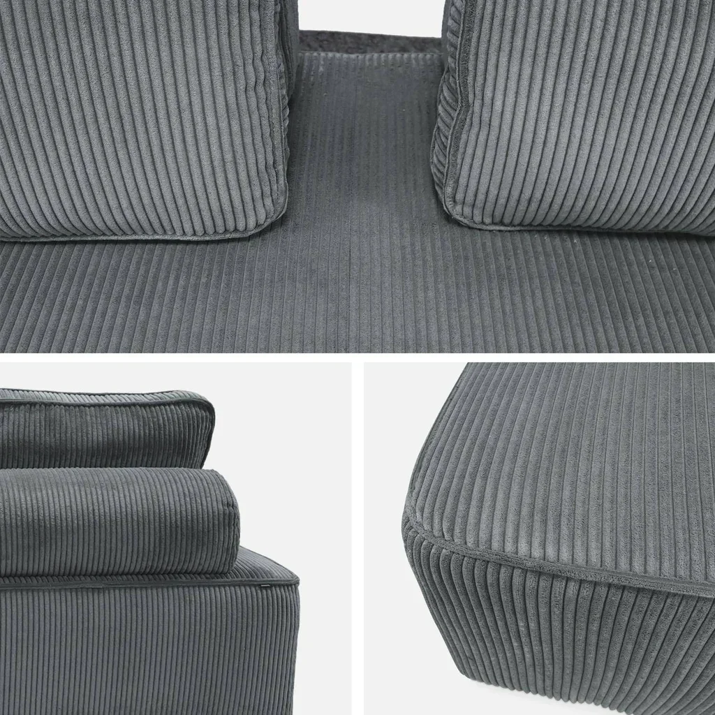 2-Seater Vintage Green Corduroy Modular Loveseat Sofa Lao 180cm