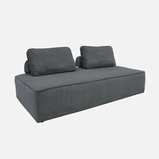 2-Seater Vintage Green Corduroy Modular Loveseat Sofa Lao 180cm