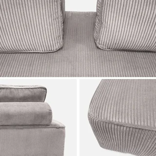 2-Seater Velvet Corduroy Green Modular Vintage Loveseat Sofa Lao