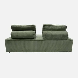 2-Seater Vintage Green Corduroy Velvet Modular Loveseat Sofa - Retro Mid Century Modern Accent Chair