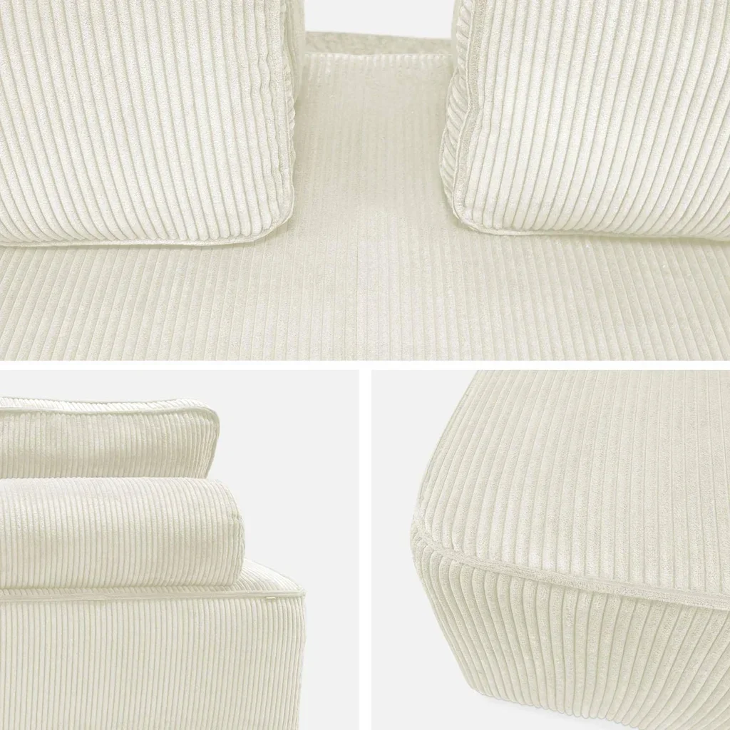 2-Seater Vintage Green Corduroy Velvet Modular Loveseat Sofa - Retro Mid Century Modern Accent Chair