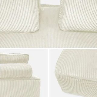 2-Seater Vintage Green Corduroy Velvet Modular Loveseat Sofa - Retro Mid Century Modern Accent Chair