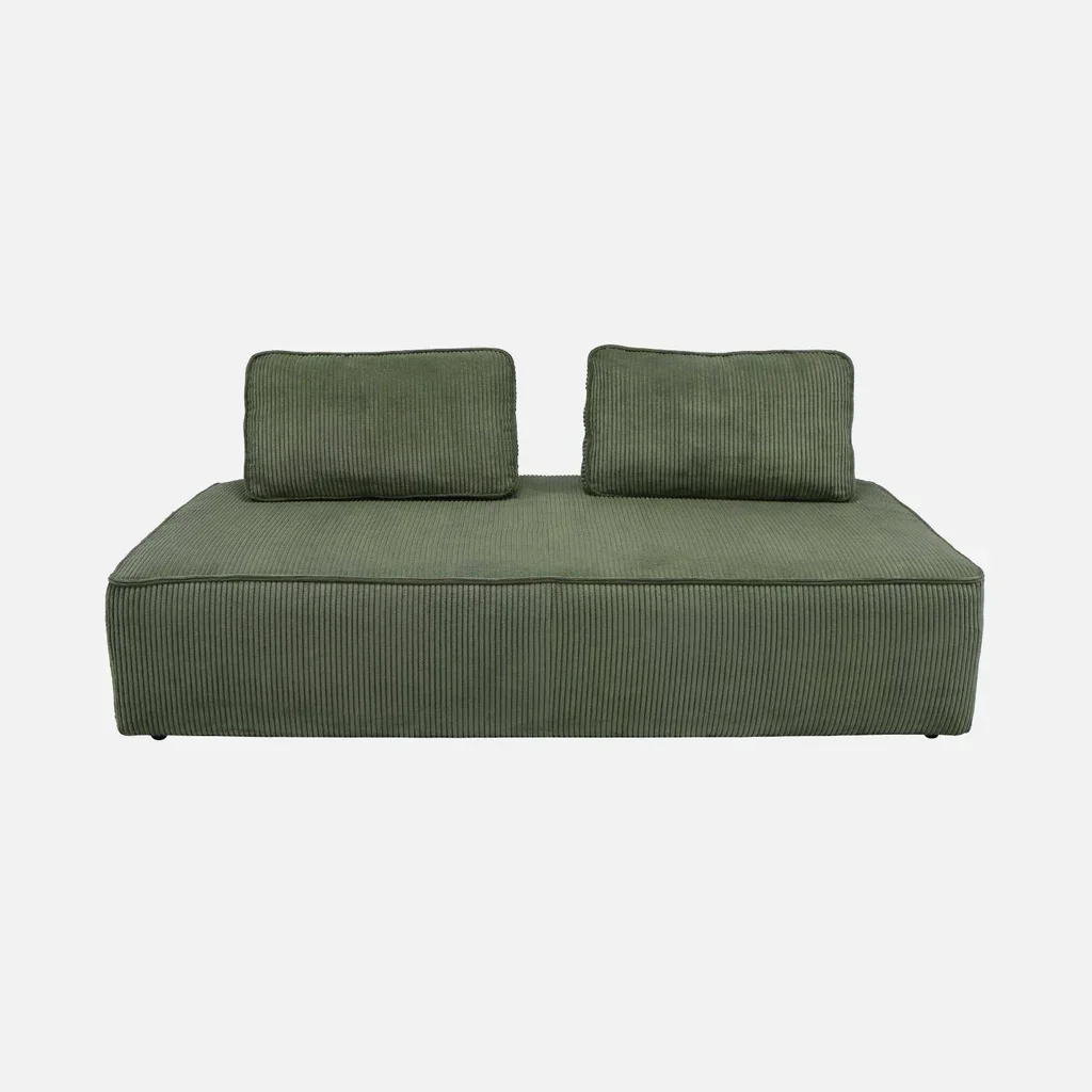 2-Seater Vintage Green Corduroy Velvet Modular Loveseat Sofa - Retro Mid Century Modern Accent Chair