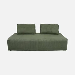 2-Seater Vintage Green Corduroy Velvet Modular Loveseat Sofa - Retro Mid Century Modern Accent Chair