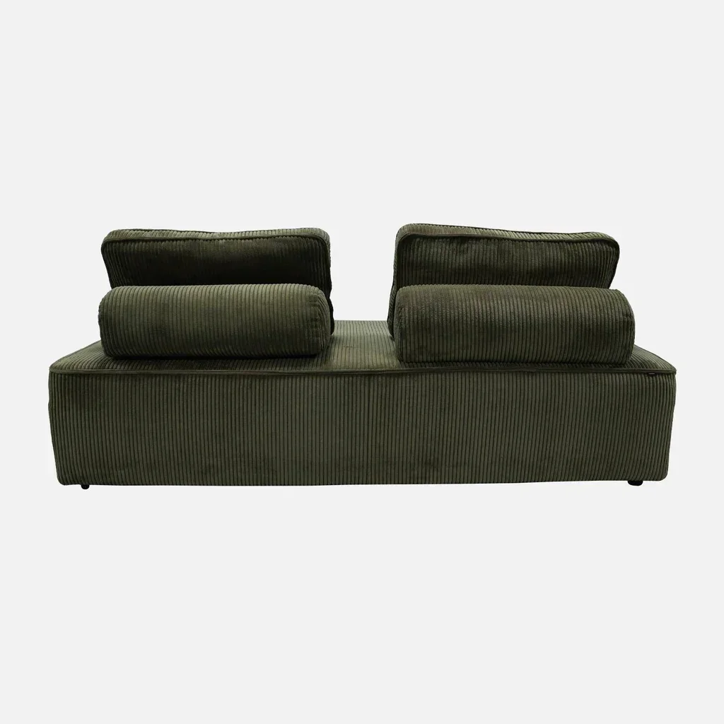 2-Seater Vintage Green Corduroy Modular Loveseat Sofa Lao 180cm