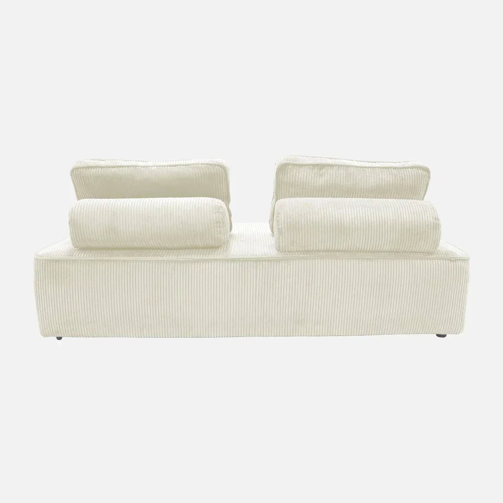 2-Seater Vintage Green Corduroy Velvet Modular Loveseat Sofa - Retro Mid Century Modern Accent Chair