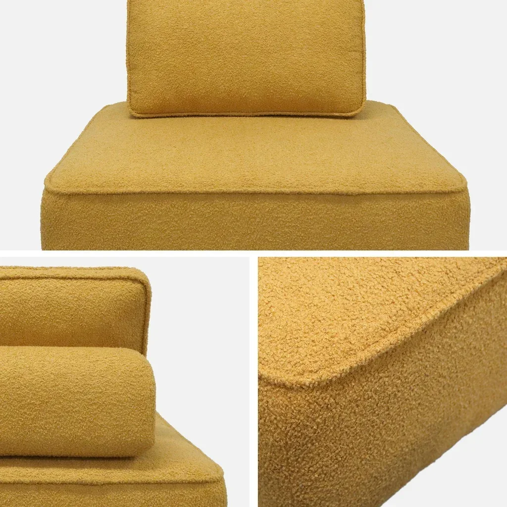 Module chauffeuse 1 place tissu bouclette crème lot de 3