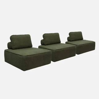 Module chauffeuse 1 place tissu bouclette crème canapé modulable x3