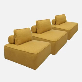 Module chauffeuse 1 place tissu bouclette crème lot de 3