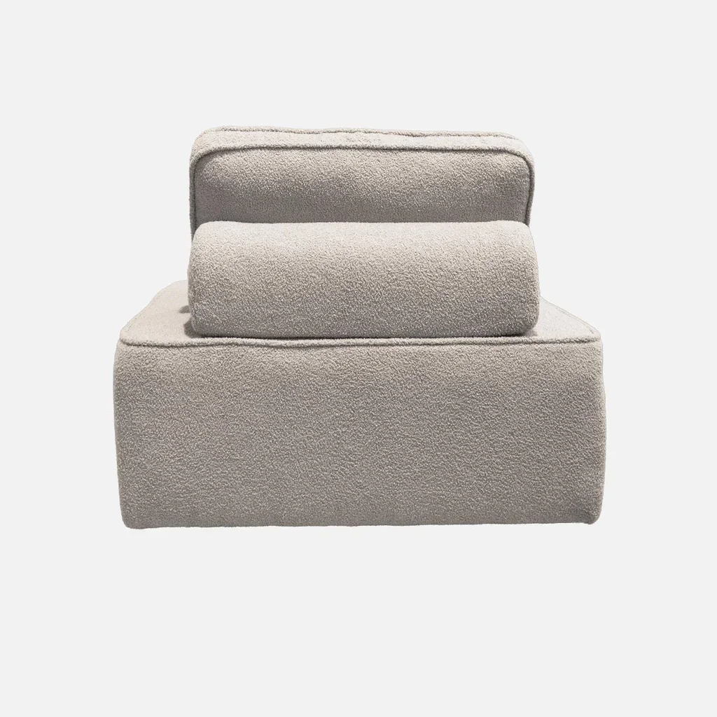 Module chauffeuse 1 place tissu bouclette crème canapé modulable (lot 3)