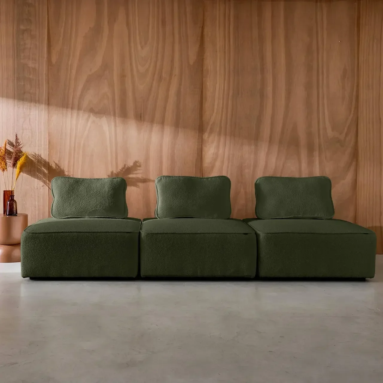 Module chauffeuse 1 place tissu bouclette crème canapé modulable x3