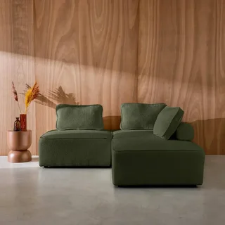 Module chauffeuse 1 place tissu bouclette crème canapé modulable x3