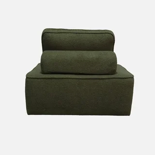 Module chauffeuse 1 place tissu bouclette crème canapé modulable x3