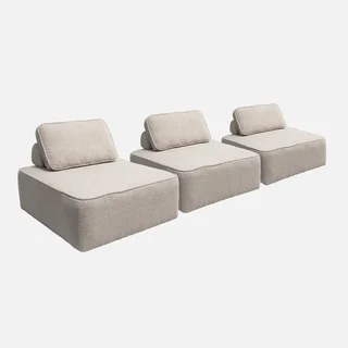 Module chauffeuse 1 place tissu bouclette crème canapé modulable (lot 3)