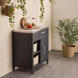 Modulo cucina esterno acciaio 80 cm cassetto armadio nero inox