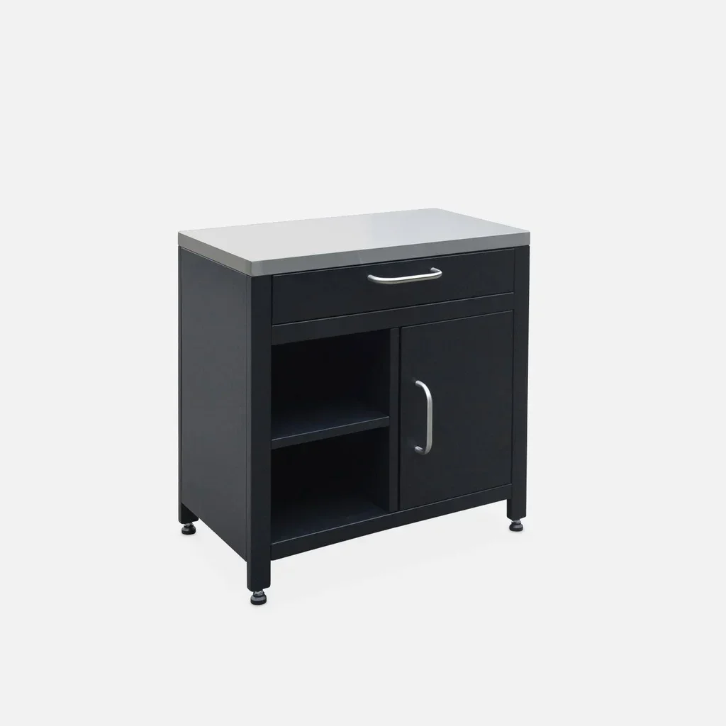 Modulo cucina esterno acciaio 80 cm cassetto armadio nero inox
