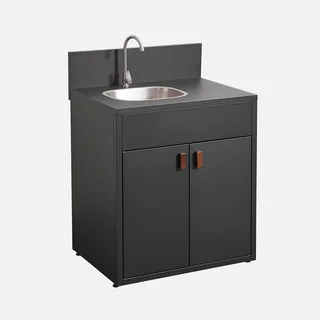 Outdoor kitchen module stainless steel with double sink and cabinet 80 cm Thira