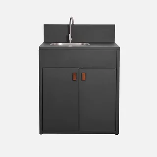 Outdoor kitchen module stainless steel with double sink and cabinet 80 cm Thira