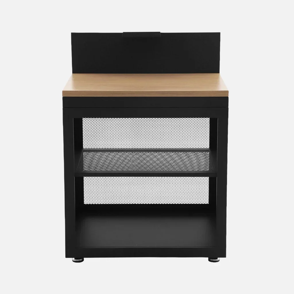 Outdoor kitchen module 80 cm steel wood finish with shelf Milos