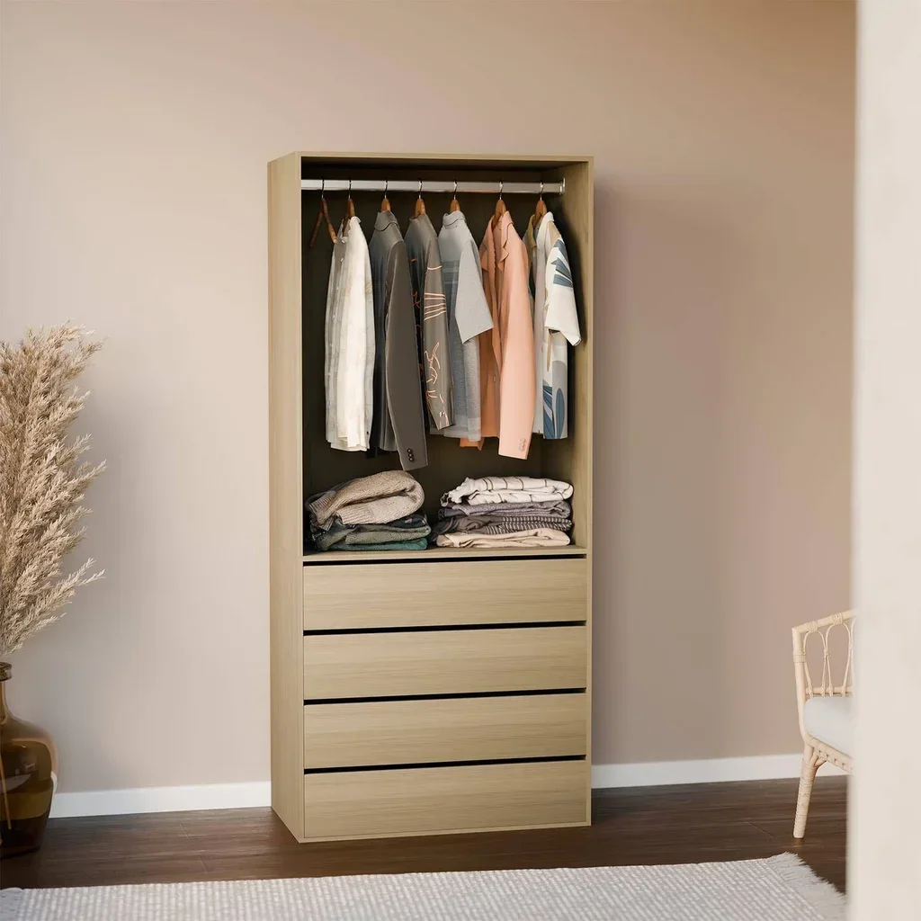 Module dressing bois 4 tiroirs 1 penderie Modulo