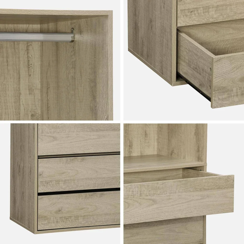 Module dressing bois 4 tiroirs 1 penderie Modulo