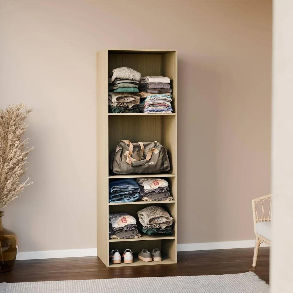Module dressing bois 5 étagères Modulo finition naturelle