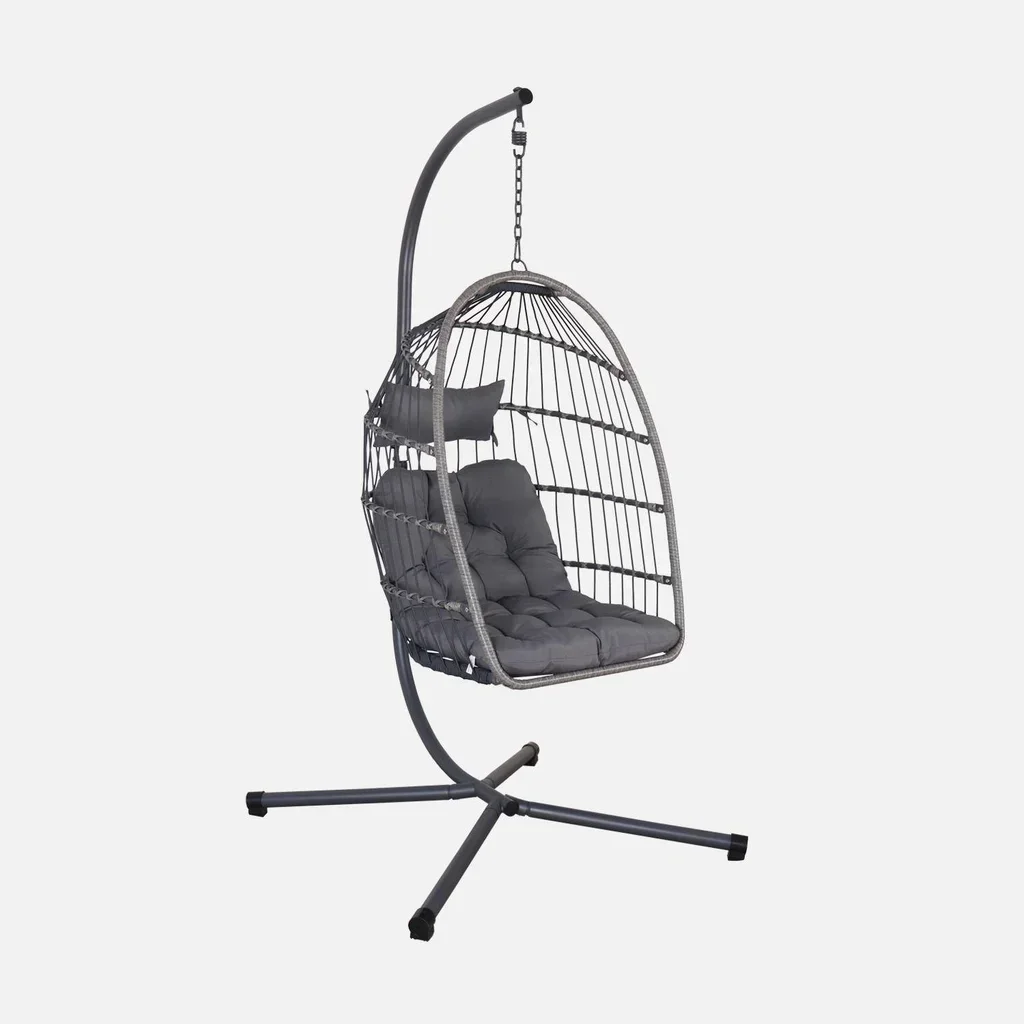 Œuf suspendu acier osier coussin jardin Toscana