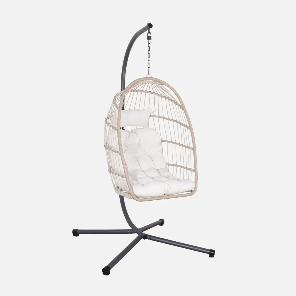 Œuf suspendu Toscana acier osier coussin jardin