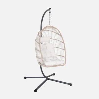 Œuf suspendu Toscana acier osier coussin jardin