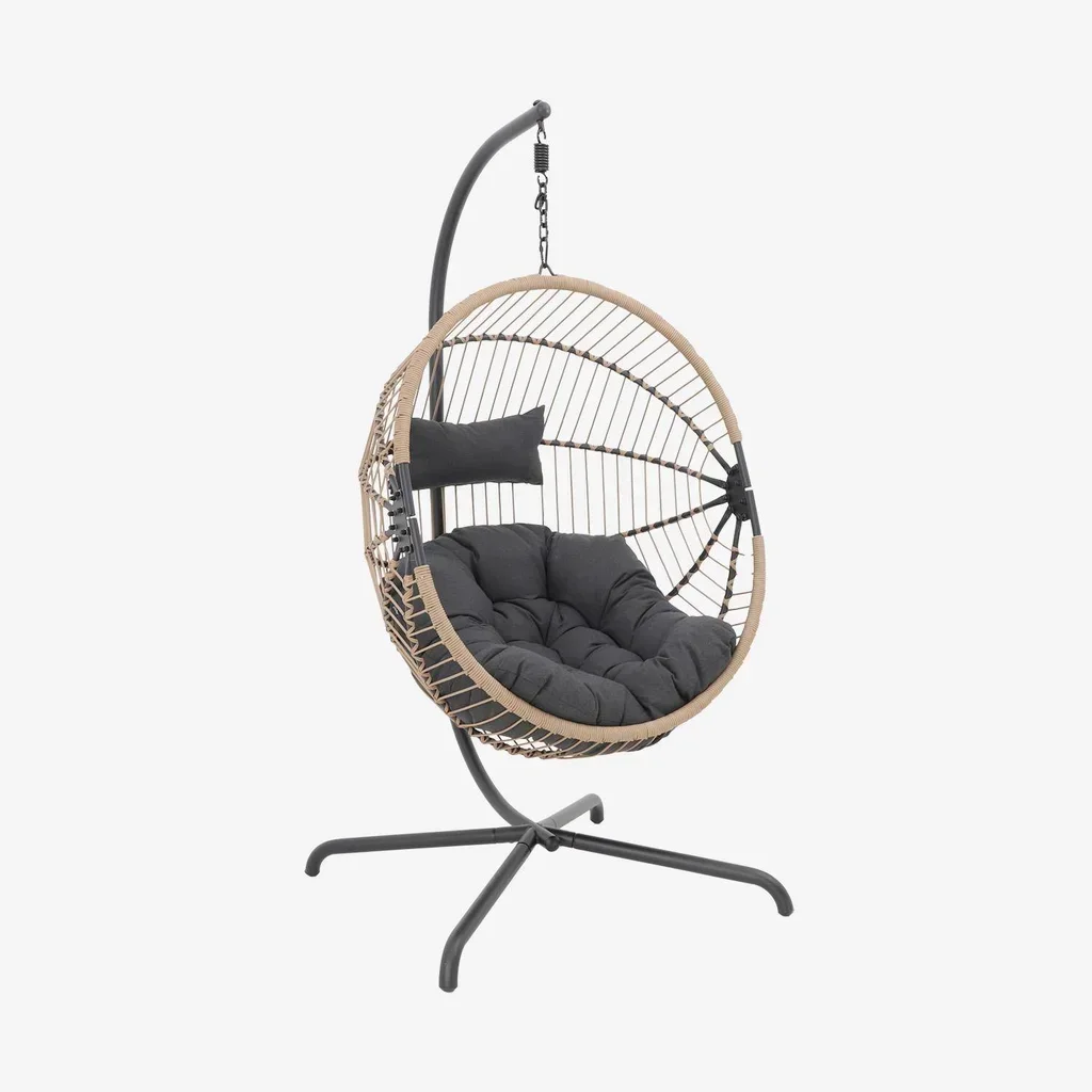 Œuf suspendu design métal coussin intégré jardin terrasse balcon