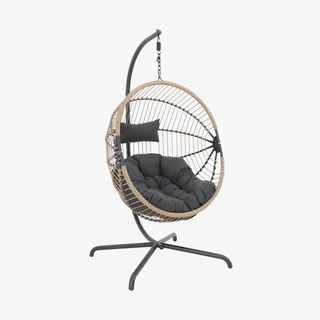 Œuf suspendu design métal coussin intégré jardin terrasse balcon