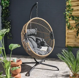 Œuf suspendu design métal coussin intégré jardin terrasse balcon
