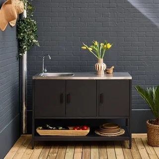 Outdoor-Küche Edelstahl 120 cm mit Spüle und Stauraum Naxos
