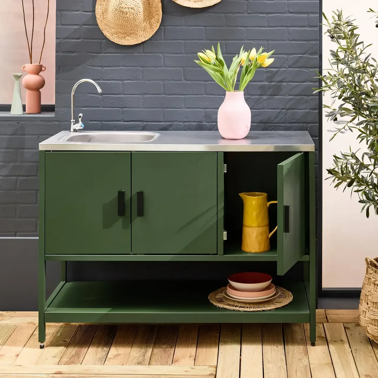 Cuisine extérieure inox avec évier 120 cm Naxos