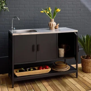 Outdoor-Küche Edelstahl 120 cm mit Spüle und Stauraum Naxos
