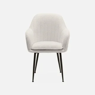 4er-Set Shella Bouclé-Sessel Schwarze Matt Metallbeine Vintage Komfort