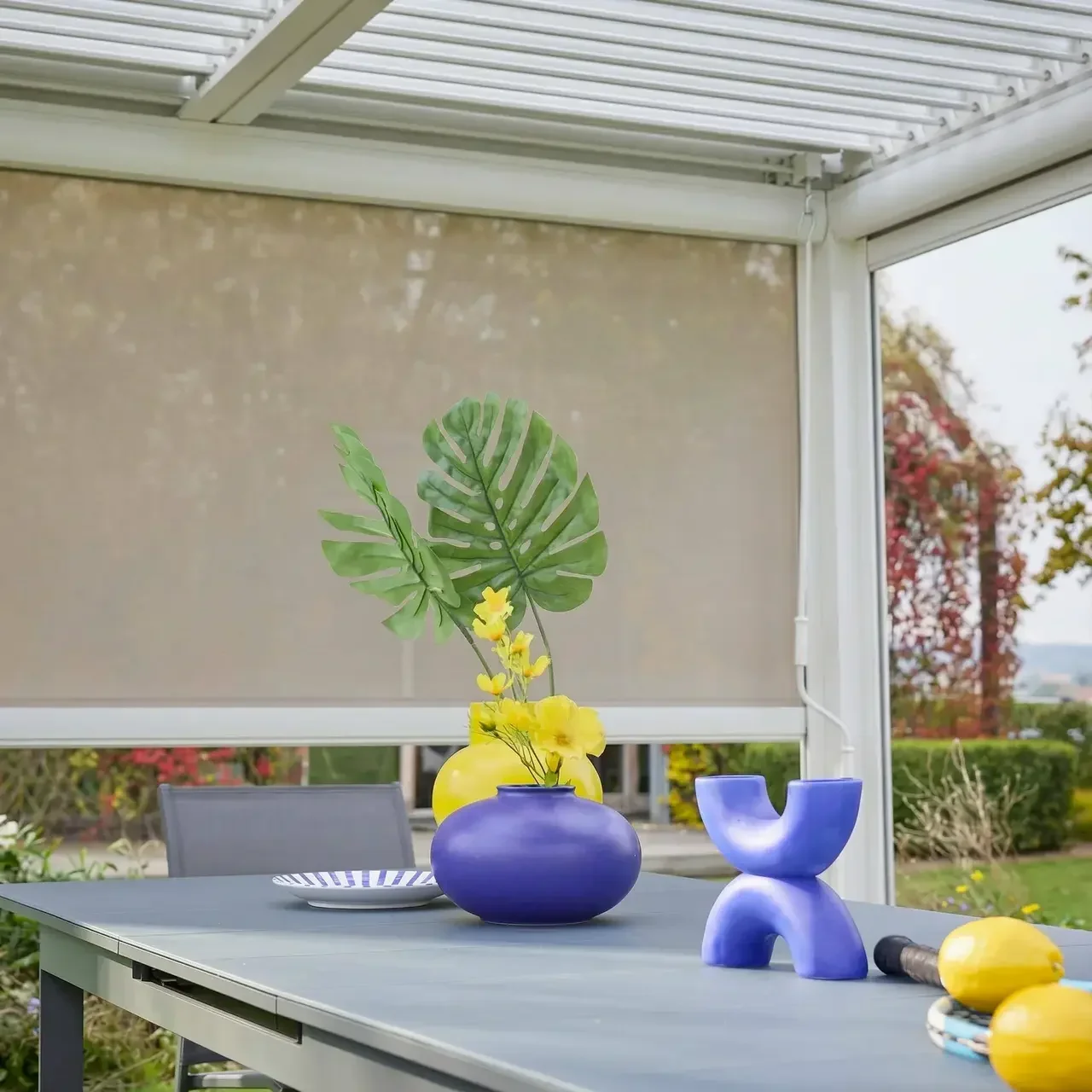 Pergola Verticale Autoportante Palace 3m Alluminio Textilene Antracite Protezione Solare Giardino Terrazzo