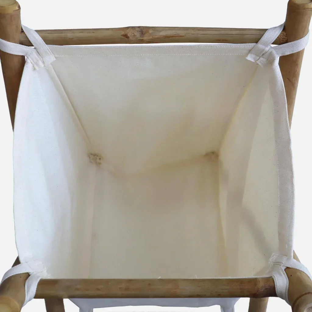 Cesto de ropa plegable bambú lona 4kg baño lavandería
