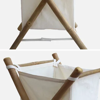 Cesto de ropa plegable bambú lona 4kg baño lavandería