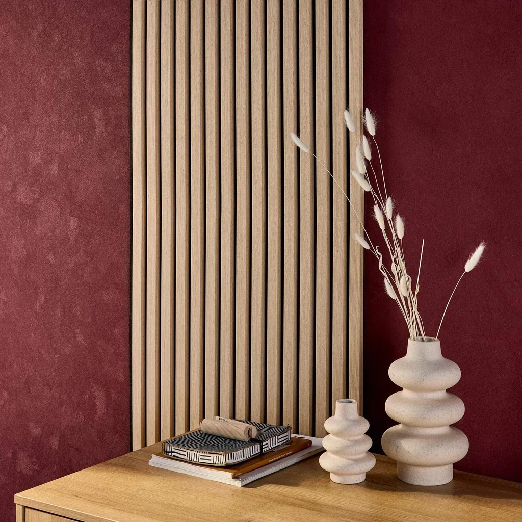Panneaux acoustiques lattes bois chêne naturel 120x60cm