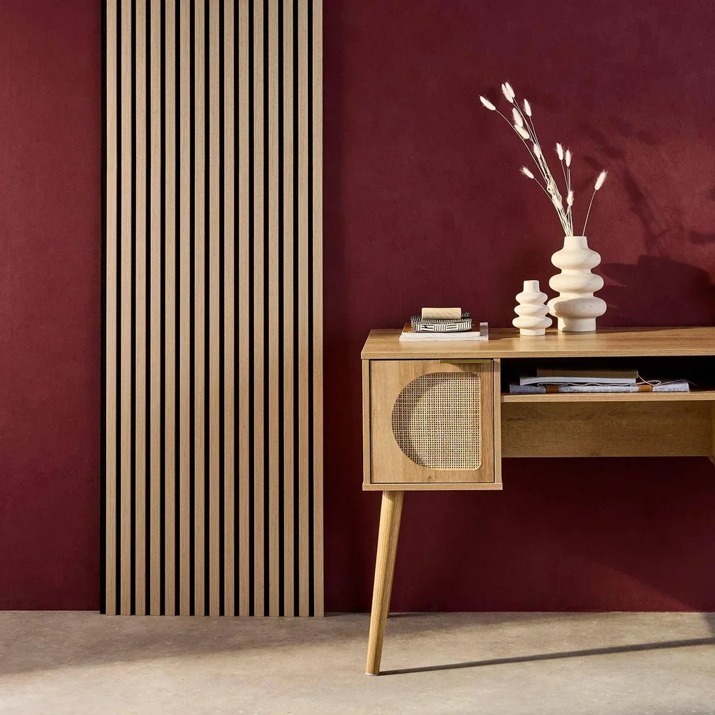 Panneaux acoustiques muraux lattes chêne naturel 120x60cm