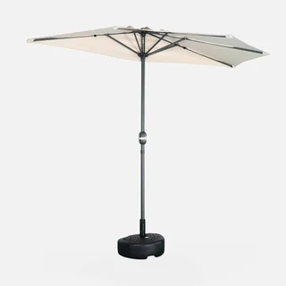Parasol balcon demi-rond 2,5m mât central aluminium anti-UV